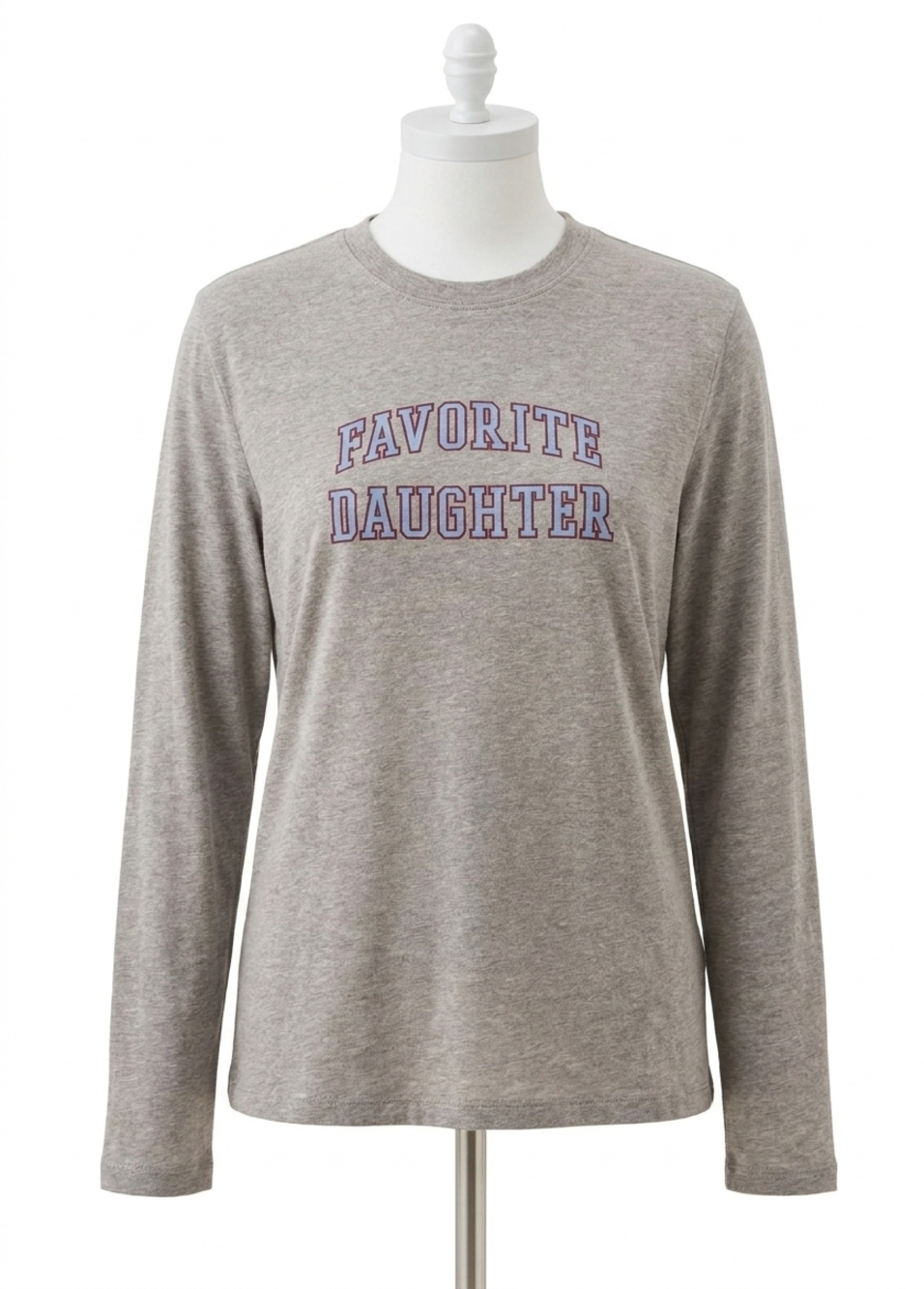 NEW FAVORITE DAUGHTER cropped collegiate long sleeve tee in heather grey/light b